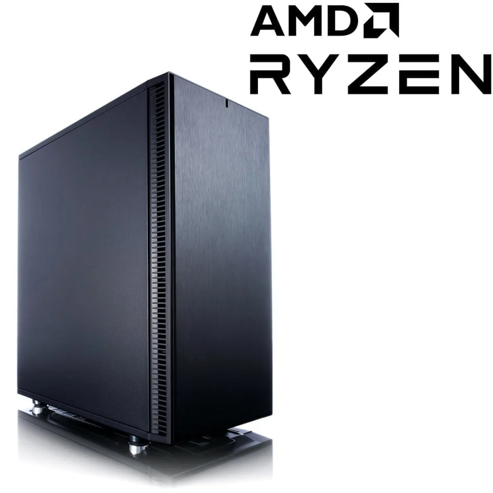 WS AR AMD Ryzen Workstation Chassis Front Left With AMD Ryzen Logo