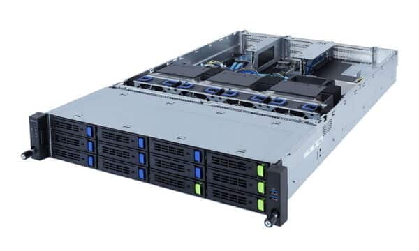 RS AE-SOC0 G-U2N1-P2G3-E12I0 2U Server Front Right Open