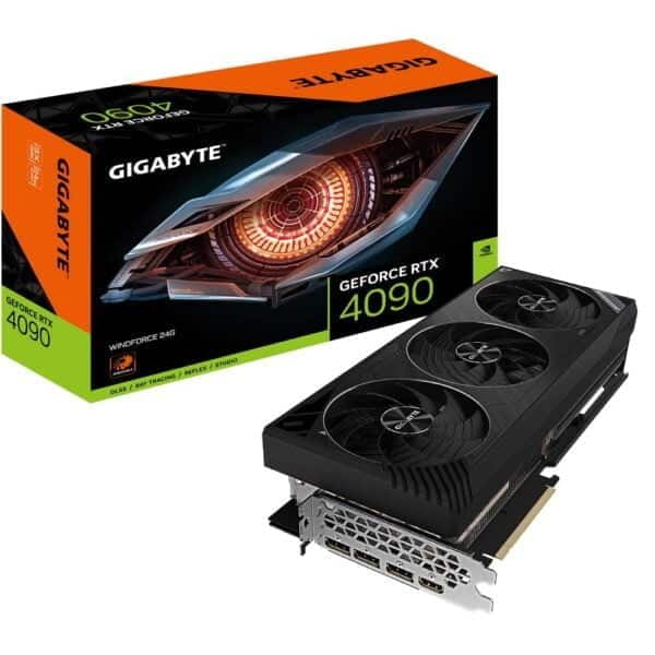 Gigabyte GeForce RTX 4090 WINDFORCE 24G Fans Ports Box