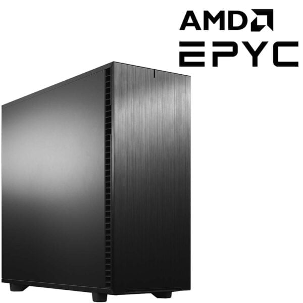 WS AE-SOC2 AMD EPYC 70003 Series Workstation Front Left AMD EPYC Logo