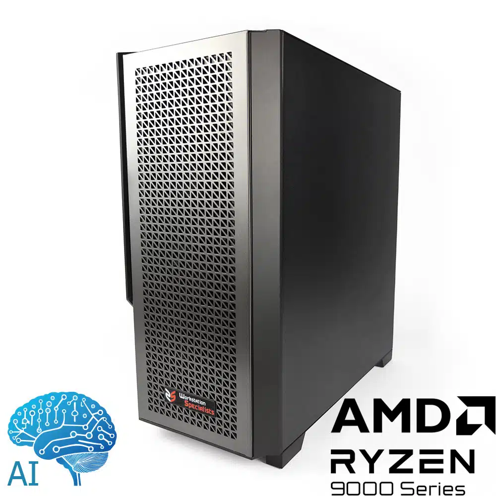 WS AR-X8700 AMD Ryzen 9000 Series Workstation Front Right 4 Logo-AI