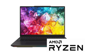 16 WS-M AR-A 9-9955HX3D RTX 5090 AI Stone X6FR559Y Front Open AMD Ryzen Logo