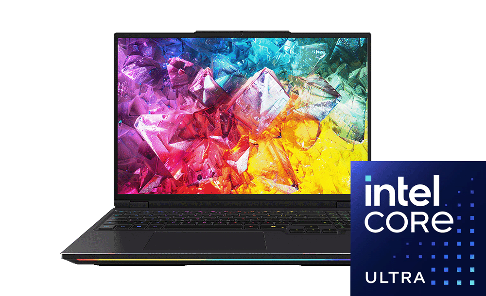 16 WS-M IC-A U9-275HX RTX 5070 Ti AI Stone X6AR57TY Front Open Intel Logo