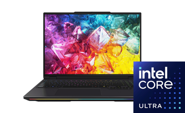 16 WS-M IC-A U9-275HX RTX 5090 AI Stone X6AR559Y Front Open Intel Logo